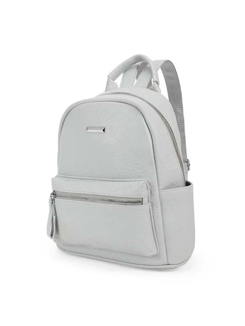 جلو باص Globus Women Blue Textured Side Stash Pockets Yoke Style Strap Medium Backpack